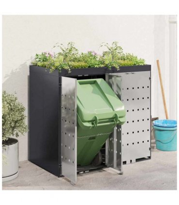 vidaXL Wheelie Bin Storage for 2 Bins Anthracite 136 x 77.5 x 121.5 cm