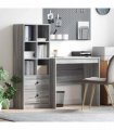 vidaXL Desk with Drawer with Shelf with Storage 2 pcs Grey Sonoma