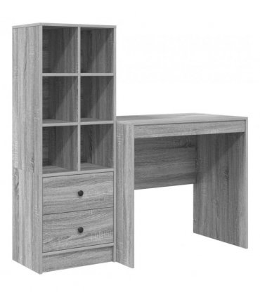 vidaXL Desk with Drawer with Shelf with Storage 2 pcs Grey Sonoma