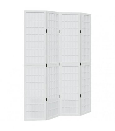 vidaXL Room Divider 4 Panels White Solid Wood Paulownia