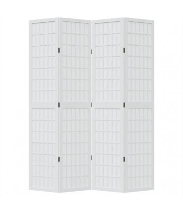 vidaXL Room Divider 4 Panels White Solid Wood Paulownia