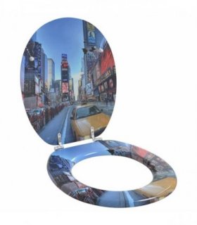 vidaXL Soft-Close Toilet Seat Multicolour 44 x 38 cm MDF board