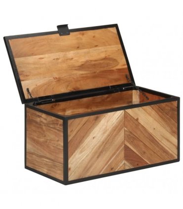vidaXL Storage Box 60x30x30 cm Solid Wood Acacia and Iron