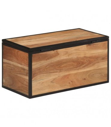 vidaXL Storage Box 60x30x30 cm Solid Wood Acacia and Iron