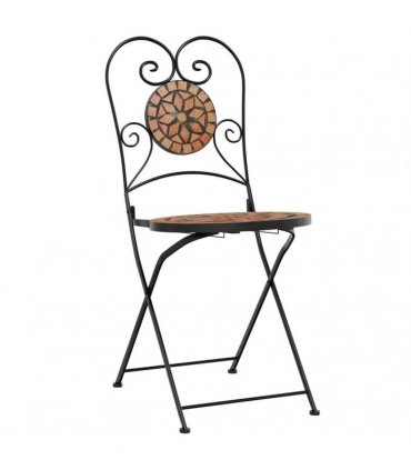 vidaXL Mosaic Bistro Set Terracotta Iron and Ceramic