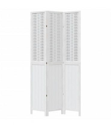 vidaXL Room Divider 3 Panels White Solid Wood Paulownia