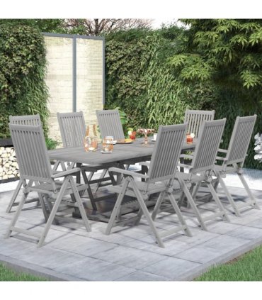 vidaXL Garden Dining Set | Grey | Solid acacia wood | Standard |  Extendable