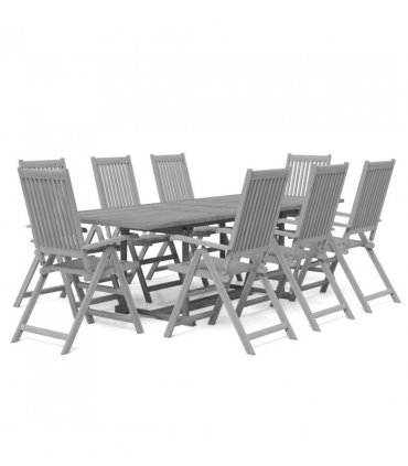 vidaXL Garden Dining Set | Grey | Solid acacia wood | Standard |  Extendable