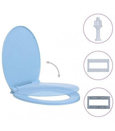 vidaXL Soft-Close Toilet Seat Blue Oval