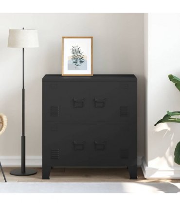 vidaXL Industrial Storage Chest Black 75x40x80 cm Steel