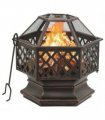 vidaXL Rustic Fire Pit with Poker 62x54x56 cm XXL Steel