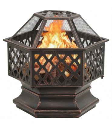 vidaXL Rustic Fire Pit with Poker 62x54x56 cm XXL Steel