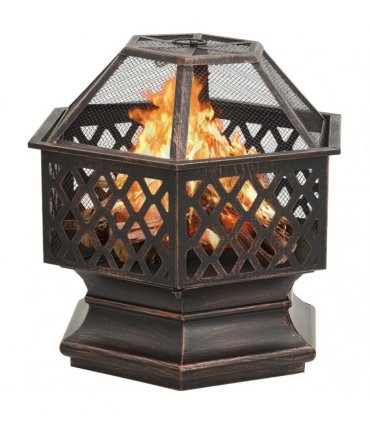 vidaXL Rustic Fire Pit with Poker 62x54x56 cm XXL Steel
