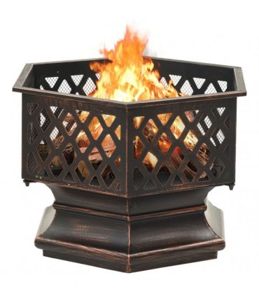 vidaXL Rustic Fire Pit with Poker 62x54x56 cm XXL Steel