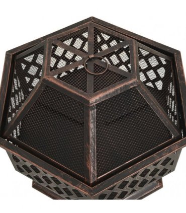 vidaXL Rustic Fire Pit with Poker 62x54x56 cm XXL Steel
