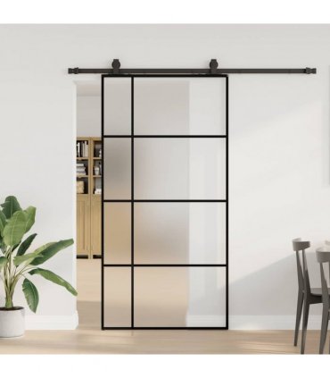 vidaXL Sliding Door with Hardware Set Black 102.5x205 cm ESG Glass