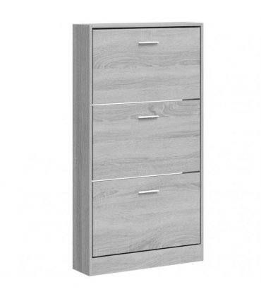 vidaXL Shoe Cabinet Grey Sonoma 59x17x108 cm Engineered Wood