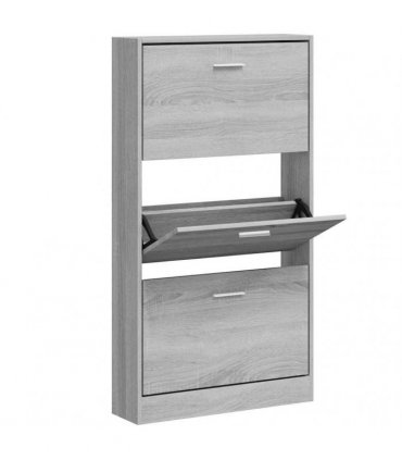 vidaXL Shoe Cabinet Grey Sonoma 59x17x108 cm Engineered Wood