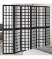 vidaXL Room Divider 6 Panels Black Solid Wood Paulownia