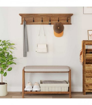 vidaXL Wall Mounted Coat Rack Natural 100 x 10 x 20 cm Solid Teak Wood