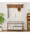 vidaXL Wall Mounted Coat Rack Natural 100 x 10 x 20 cm Solid Teak Wood
