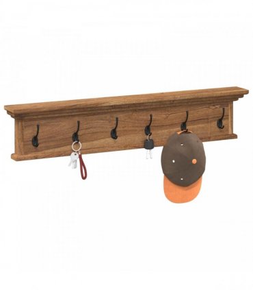 vidaXL Wall Mounted Coat Rack Natural 100 x 10 x 20 cm Solid Teak Wood