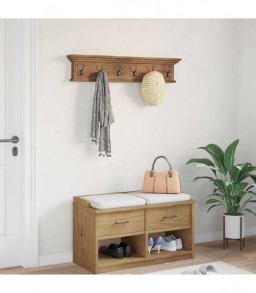 vidaXL Wall Mounted Coat Rack Natural 100 x 10 x 20 cm Solid Teak Wood
