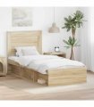 vidaXL Bed Frame with Headboard Sonoma Oak 75 x 190 cm Solid Pine Wood