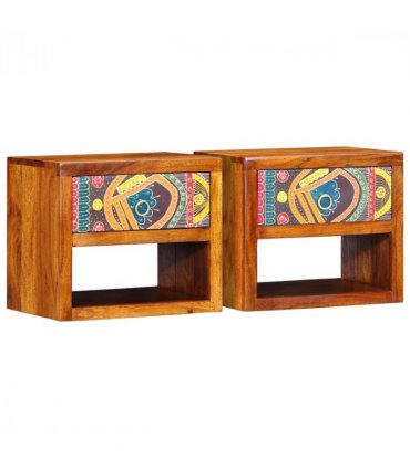 vidaXL Bedside Cabinet 2 pcs Brown 40 x 35 x 35 cm Solid Acacia Wood