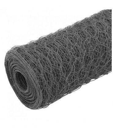 vidaXL Chicken Wire Fence Steel with PVC Coating 25x0.5 m Grey