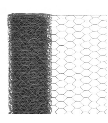 vidaXL Chicken Wire Fence Steel with PVC Coating 25x0.5 m Grey