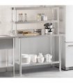 vidaXL Kitchen Work Table with Overshelf 110x55x150 cm Stainless Steel
