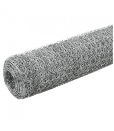 vidaXL Chicken Wire Fence Galvanised Steel 25x1.2 m Silver
