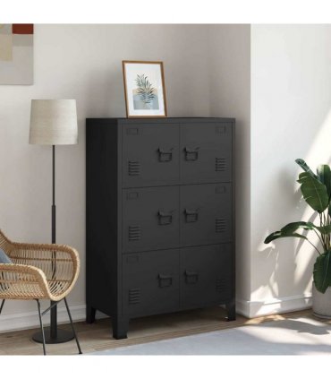 vidaXL Industrial Storage Chest Black 75x40x115 cm Metal