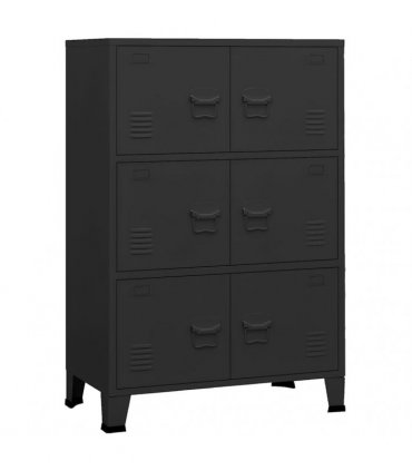 vidaXL Industrial Storage Chest Black 75x40x115 cm Metal