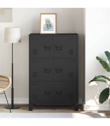 vidaXL Industrial Storage Chest Black 75x40x115 cm Metal
