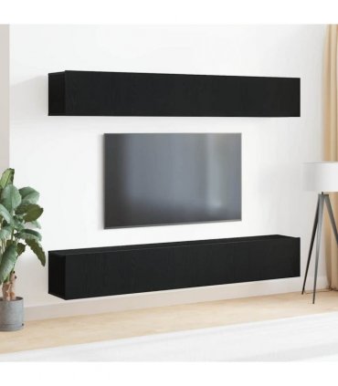 vidaXL TV Cabinet Set 4 pcs Black Oak 100 x 30 x 30 cm Engineered Wood