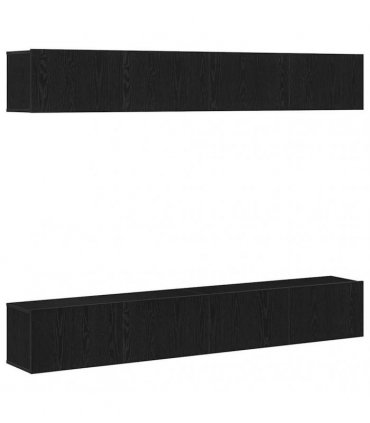 vidaXL TV Cabinet Set 4 pcs Black Oak 100 x 30 x 30 cm Engineered Wood