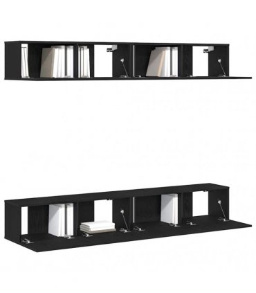 vidaXL TV Cabinet Set 4 pcs Black Oak 100 x 30 x 30 cm Engineered Wood