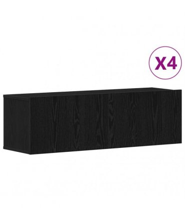 vidaXL TV Cabinet Set 4 pcs Black Oak 100 x 30 x 30 cm Engineered Wood