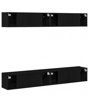 vidaXL TV Cabinet Set 4 pcs Black Oak 100 x 30 x 30 cm Engineered Wood