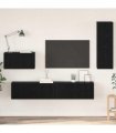 vidaXL Wall TV Cabinet Wall-mounted 4 pcs Black Oak Engineered Wood