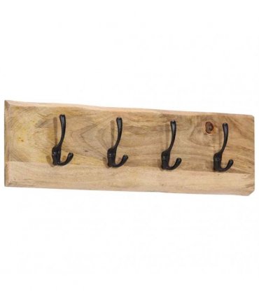 vidaXL Wall-mounted Coat Rack with 4 Hooks Solid Wood Mango