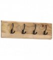 vidaXL Wall-mounted Coat Rack with 4 Hooks Solid Wood Mango