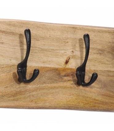 vidaXL Wall-mounted Coat Rack with 4 Hooks Solid Wood Mango