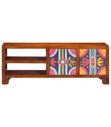 vidaXL TV Cabinet Multicolour 110x30x40 Solid Wood Acacia