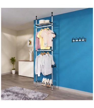 vidaXL Telescopic Wardrobe System with Rods and Shelf Aluminium