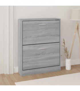 vidaXL Shoe Cabinet Grey Sonoma 59x17x81 cm Engineered Wood