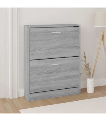 vidaXL Shoe Cabinet Grey Sonoma 59x17x81 cm Engineered Wood