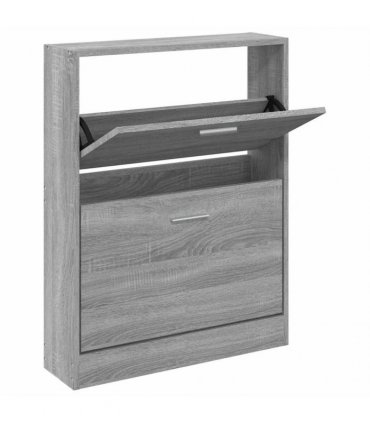 vidaXL Shoe Cabinet Grey Sonoma 59x17x81 cm Engineered Wood